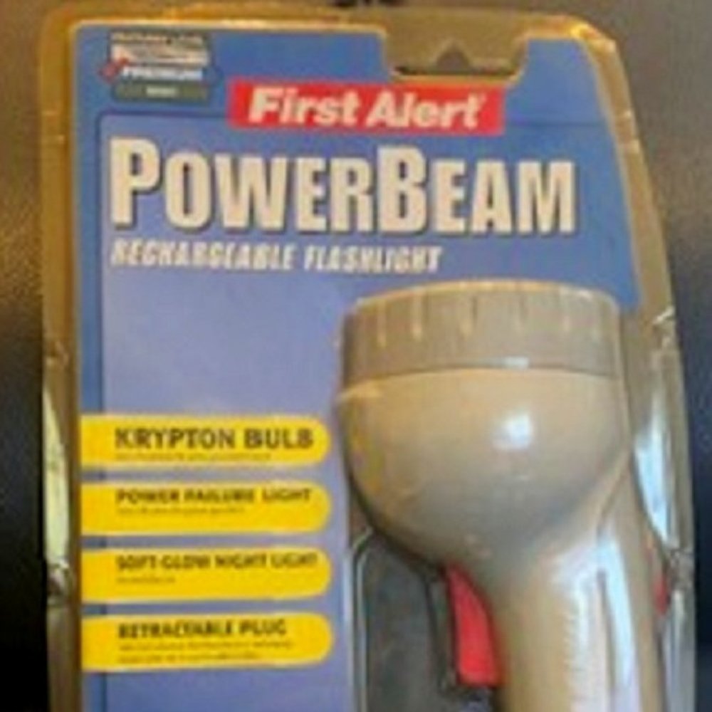 NEW First Alert PowerBeam Rechargeable Flashlight Krypton Bulb